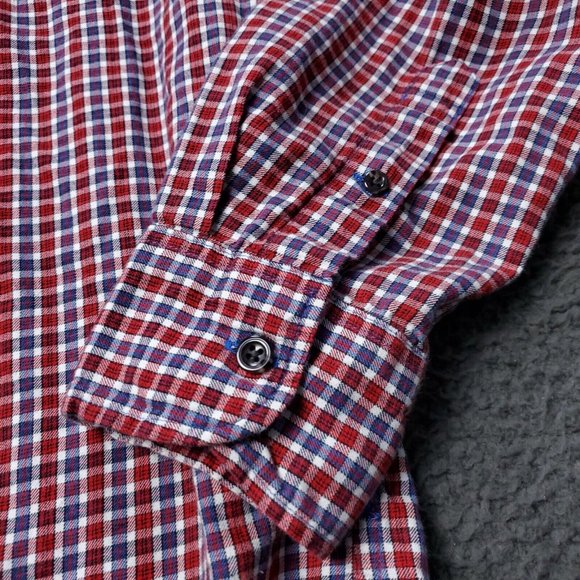 J. Crew Slim Shirt Mens Medium Brushed Twill Check Button Cotton Long Sleeve Red - Picture 5 of 8